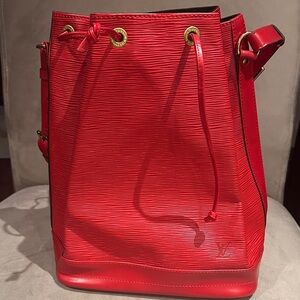 Louis Vuitton Red Bucket Epi genuine vintage Shoulder Bag